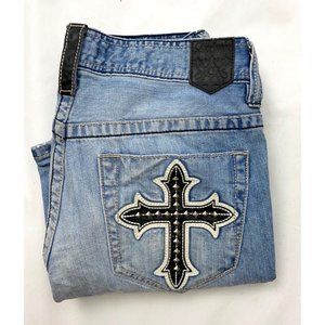 Mens Jeans With Cross On Back Pocket 